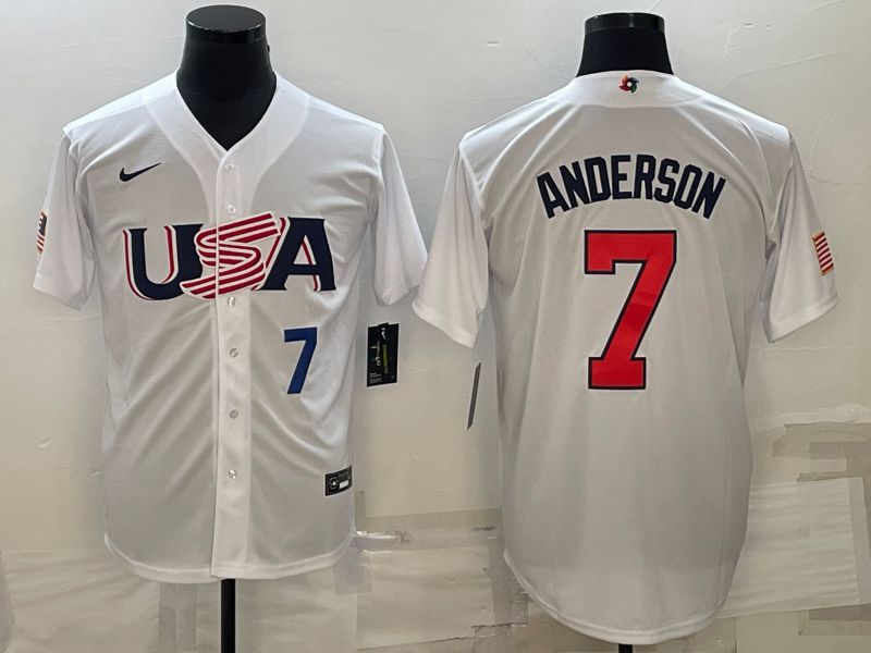 Men 2023 World Cub USA #7 Anderson White Nike MLB Jersey->more jerseys->MLB Jersey